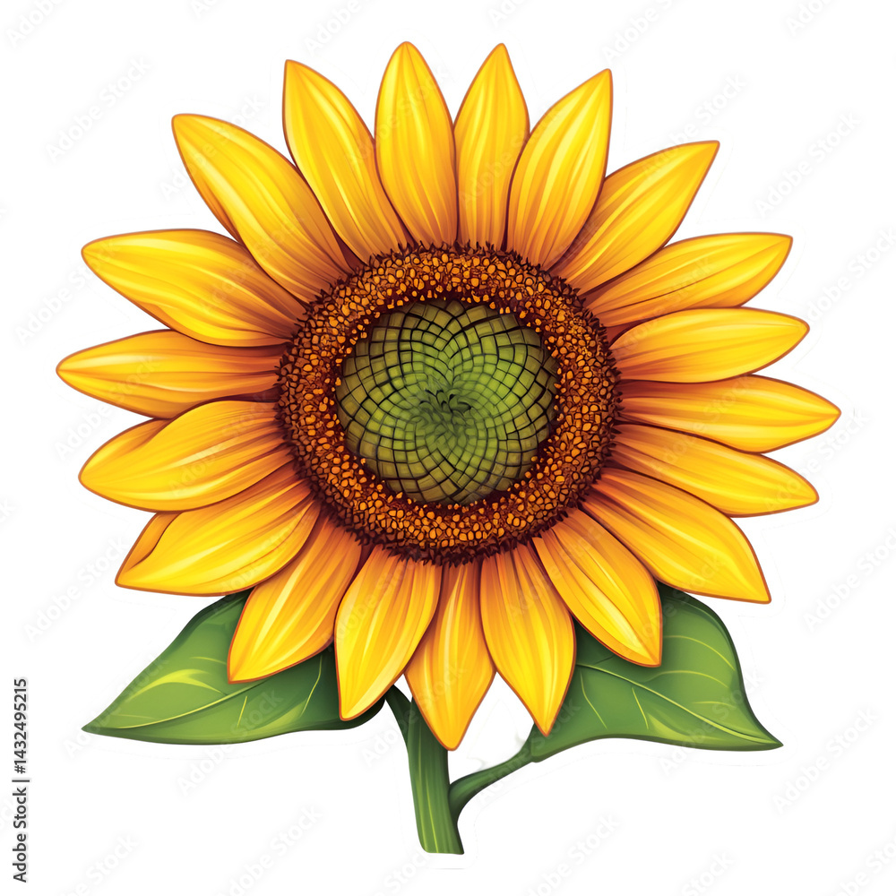 Fototapeta premium Creating happy sunflower stickers design studio graphic art bright environment close-up cheerful concept