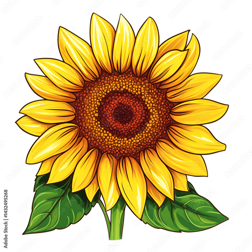 Fototapeta premium Creating a happy sunflower sticker digital studio sticker design vibrant environment creative viewpoint cheerful concept