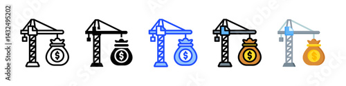 Construction Budget Icon Collection With Multiple Styles