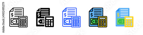 Accounting Icon Collection With Multiple Styles