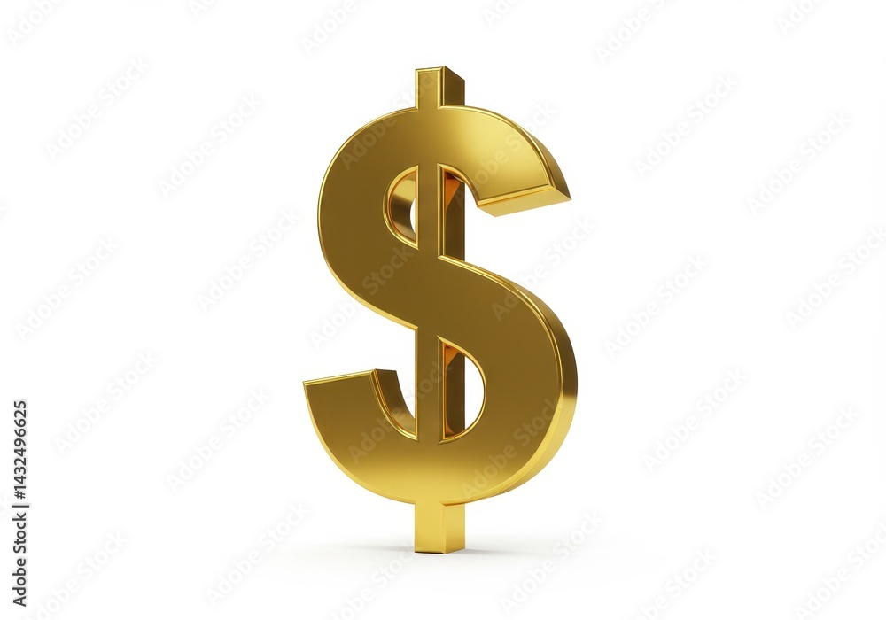 A close up shot of a shiny gold dollar sign with a white background in a studio setting isolated 100 A close up shot of a shiny gold dollar sign with a white background in a studio setting isolated 100
