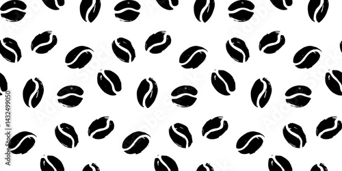 Seamless pattern of black coffee. cafe grain seamless crayon illustration