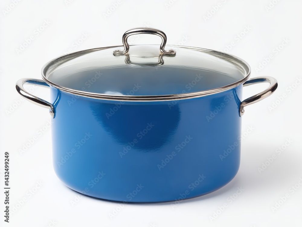 Blue cooking pot with lid isolated on white background Blue cooking pot with lid isolated on white background