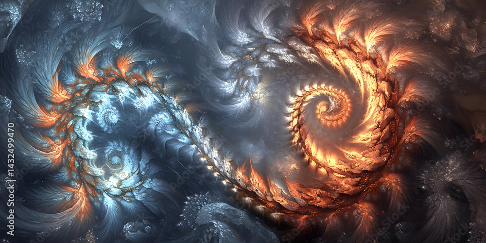 Fiery & Icy Spirals Dance Abstractly