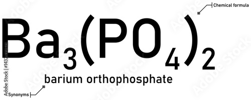 Barium orthophosphate chemical formula and synonyms with callout titles