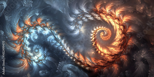 Obraz na płótnie Fiery & Icy Spirals Dance Abstractly w salonie