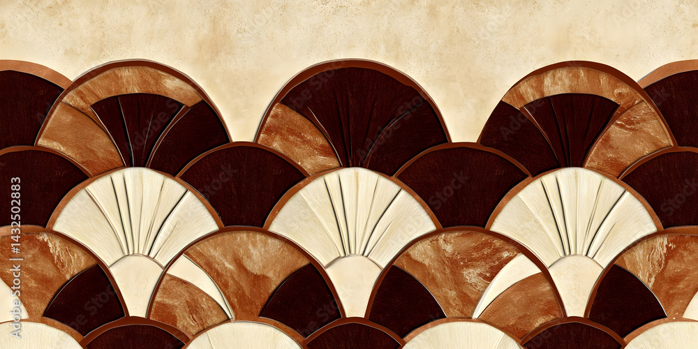 Elegant Brown & Cream Fan Design