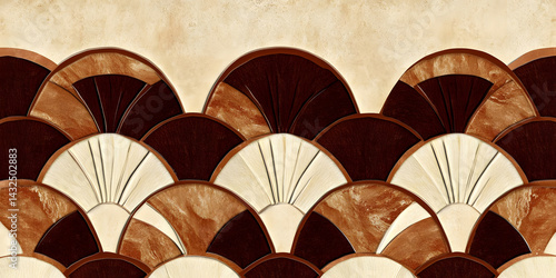 Obraz na płótnie Elegant Brown & Cream Fan Design w salonie