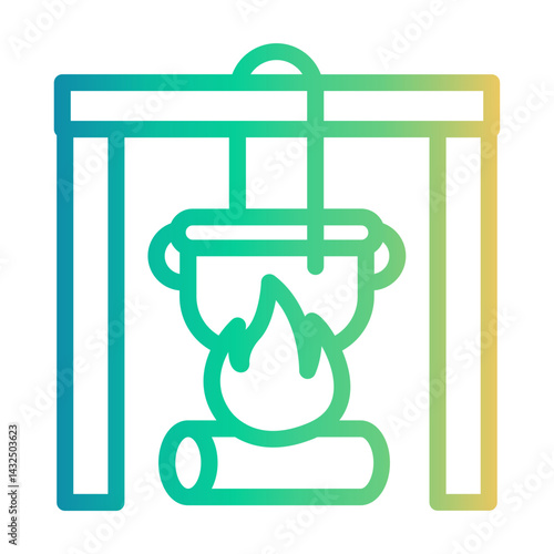 pot on fire Line Gradient Icon