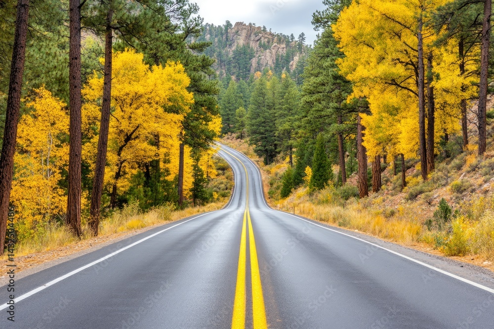 Autumn road through the forest Autumn road through the forest