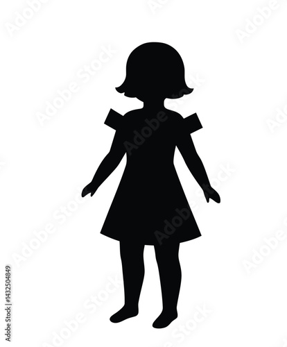 Paper doll silhouette. This image shows a silhouette of a paper doll, which is a simple and classic design often used in crafts and decorations. Vector clipart illustration design.