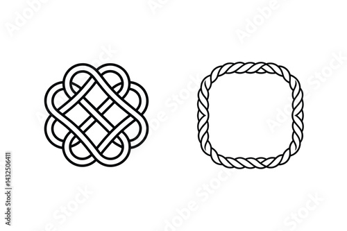 Intricate Knotwork Vector Design With Celtic Knot And Braided Square Border