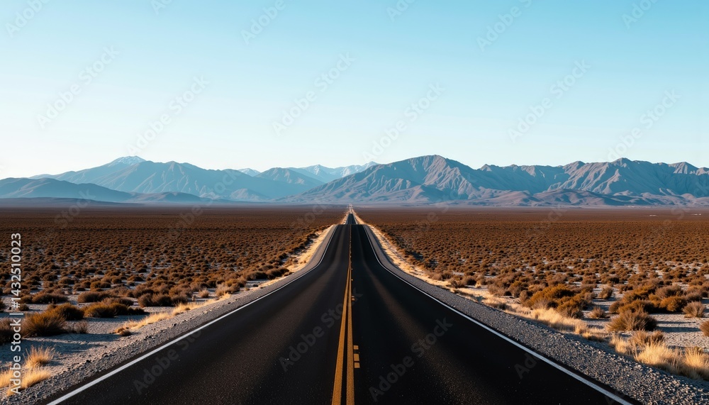 Fototapeta premium Endless Road Stretching through Desert Landscape 