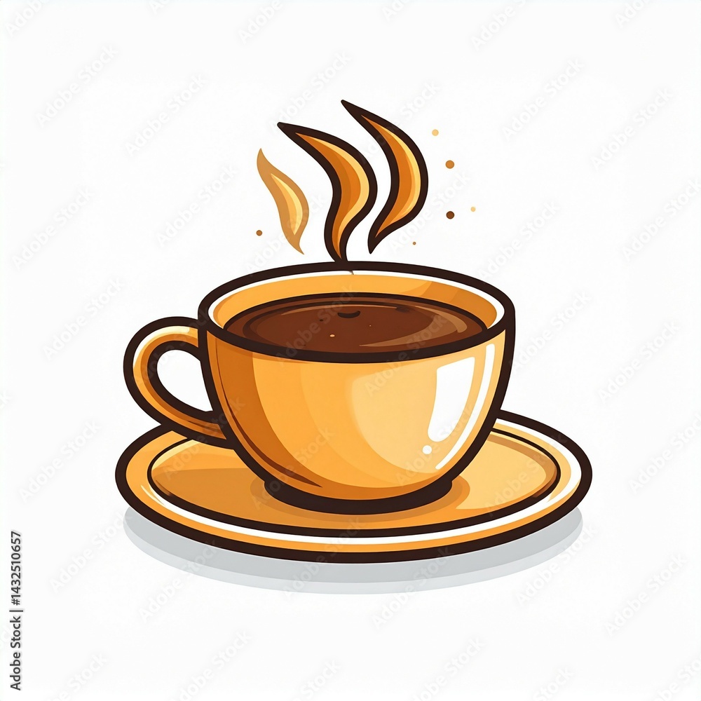 Obraz premium cup of coffee with smoke icon logo with cartoon illustration in high resolution