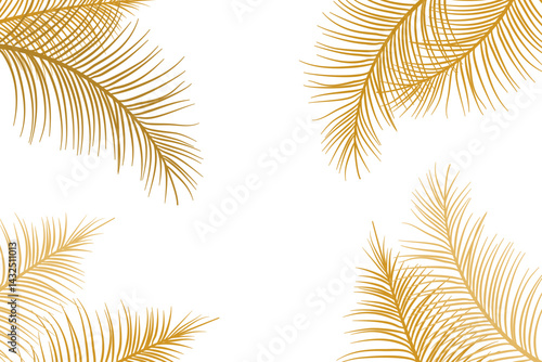 golden palm leaves frame background