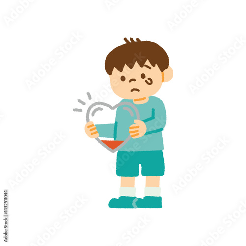 心が満たされず悲しむ子供イラスト　気持ち　感情　手書き