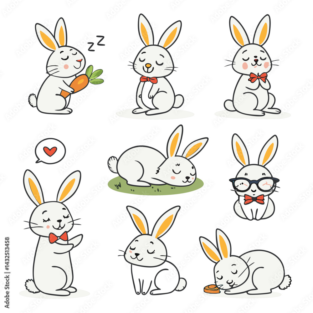 Fototapeta premium Rebbit Illustration Icon Set vector