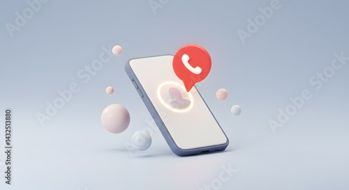 Missed Call Notification Innovative 3D Render of Smartphone Displaying Incoming Call Alert