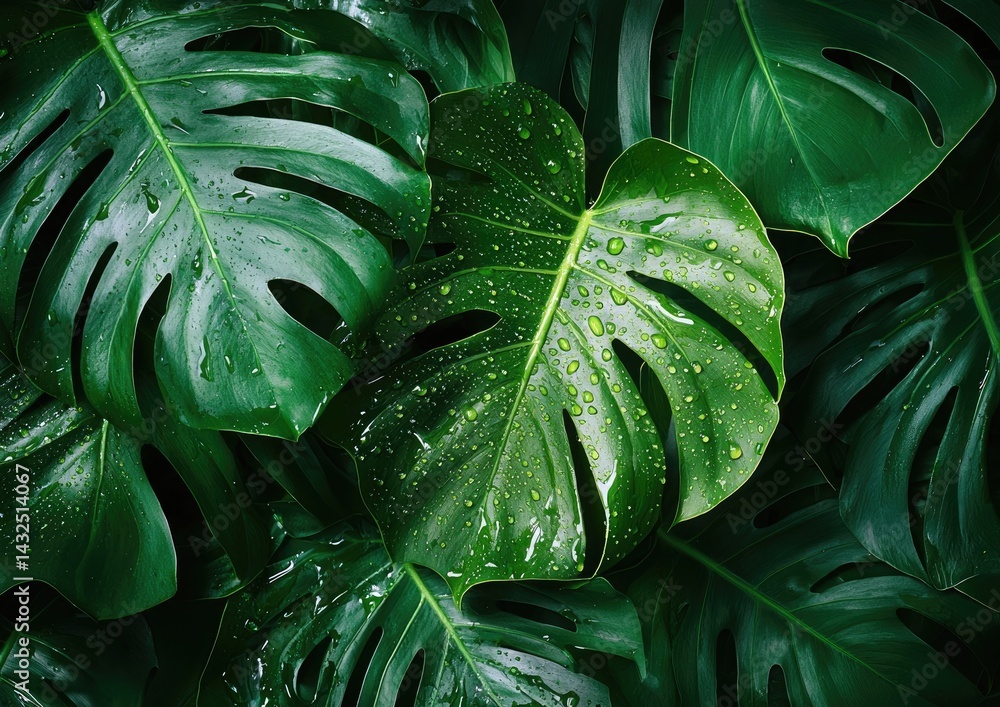 Fototapeta premium Green leaf background. Close-up of green leaf texture background. Natural background for design