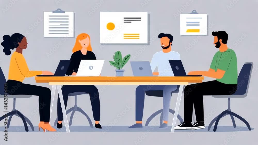 Team Collaboration in a Modern Office Meeting Room Team Collaboration in a Modern Office Meeting Room