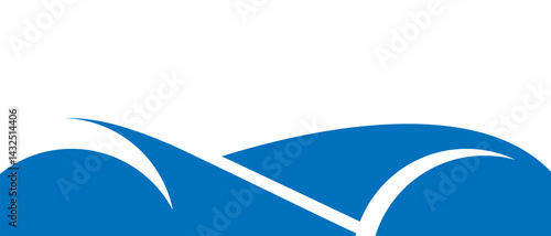Abstract blue shapes on white background. Simple blue curve graphic element