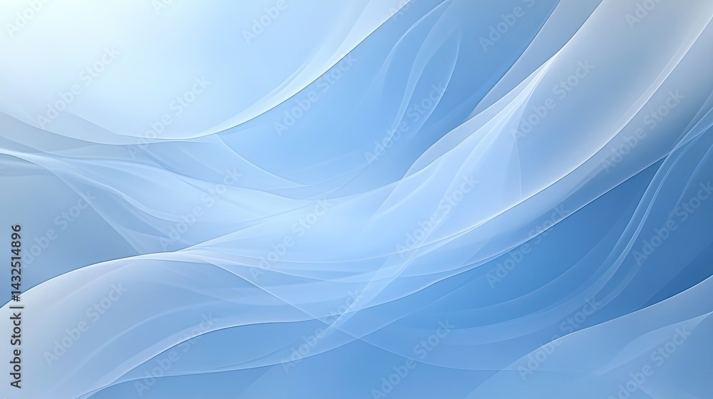 Fototapeta premium Light Blue Abstract Smooth Flowing Waves and Delicate Veils Elegant Background