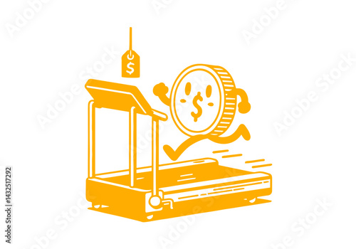 Cartoony Coin vector illustration flat simple