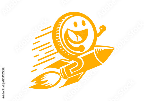 Cartoony Coin vector illustration flat simple