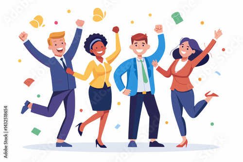 Happy Business Team Celebrating Success On a vector illustration