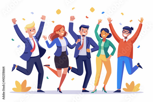 Happy Business Team Celebrating Success On a vector illustration