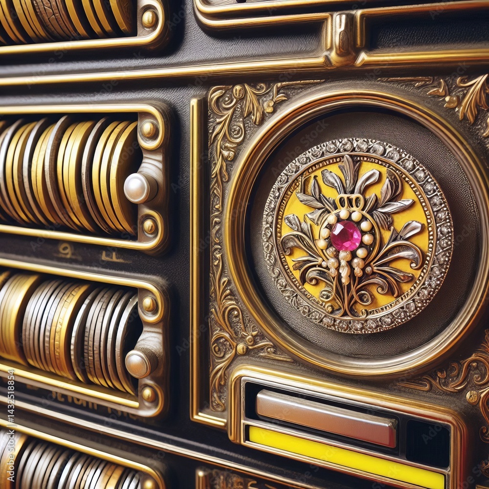 Obraz premium A Victorian brooch in a vending machine coin slot