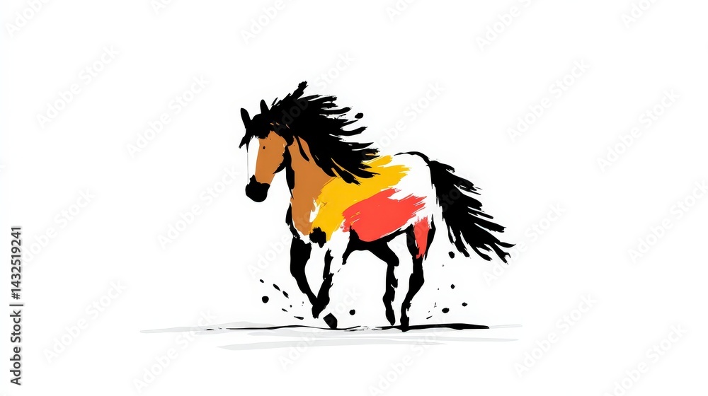 Obraz premium Abstract Running Horse Artistic Equestrian Paint Splash Design