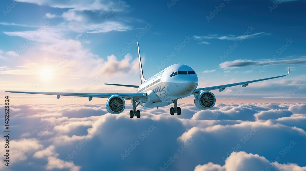 Obraz premium Airplane Flying Above the Clouds