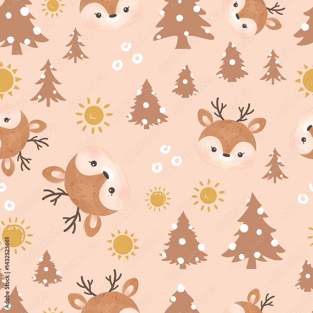 Obraz premium Cute and funny baby animal seamless patterns and wallpaper