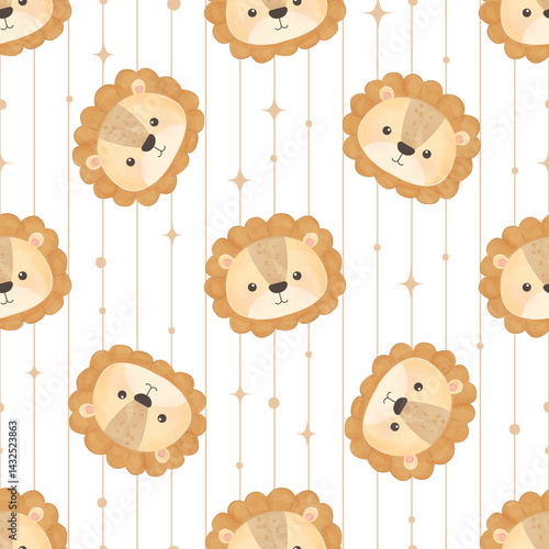 Cute and funny baby animal seamless patterns and wallpaper