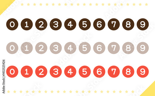 かわいい手書きの丸と数字のシンプルアイコンセット