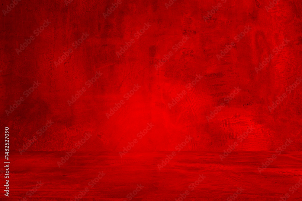Wall interior background, studio and backdrops show products.with shadow from window color Red background for text insertion and presentation product