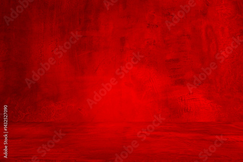 Obraz na płótnie Wall interior background, studio and backdrops show products.with shadow from window color Red background for text insertion and presentation product w salonie