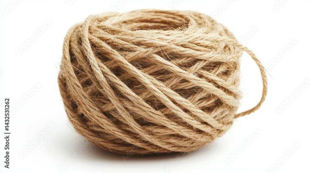 A brown string is curled up and twisted A brown string is curled up and twisted