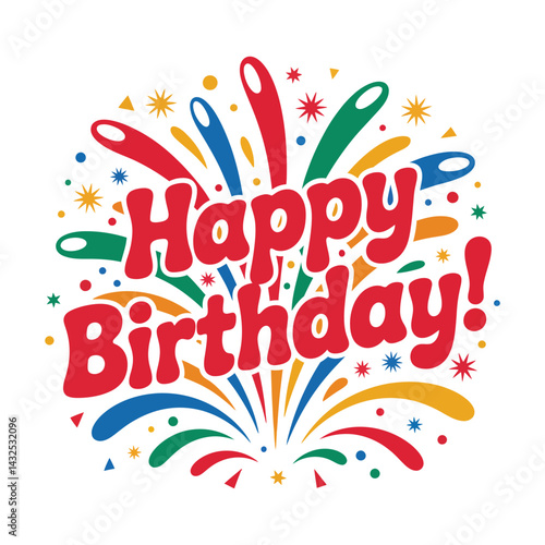 Vector illustration of a colorful and fun happy birthday text design for a party celebration