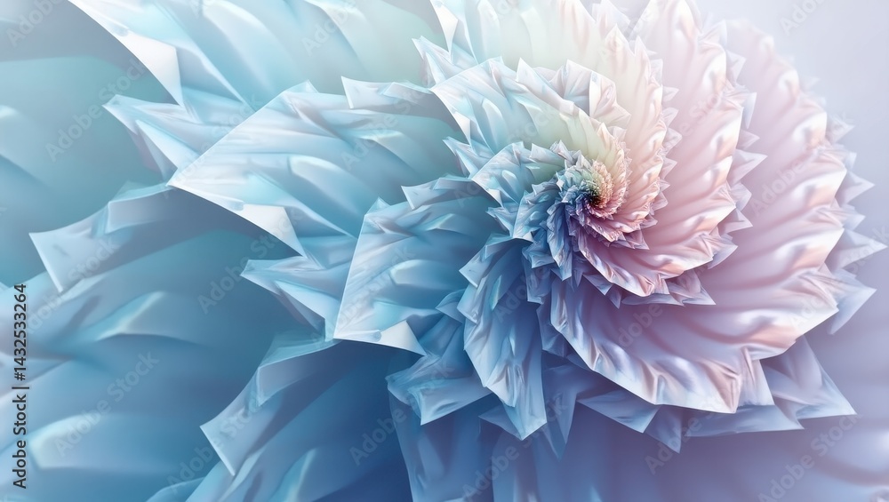 Obraz premium Abstract Pastel Blue and Pink Spiral Flower Fractal Art Design Background