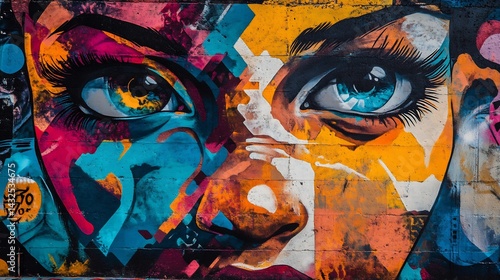 Wallpaper Mural Vibrant Graffiti Mural: Expressive Eyes and Bold Colors Torontodigital.ca