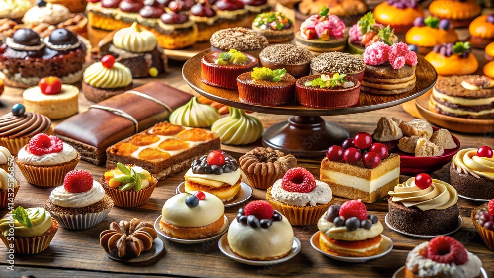 Delicious homemade chocolate cupcakes with creamy icing, a sweet baked pastry on a tray, perfect for a celebration Delicious homemade chocolate cupcakes with creamy icing, a sweet baked pastry on a tray, perfect for a celebration
