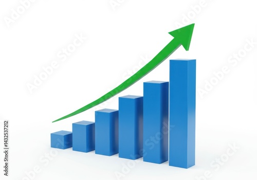 Free Download A visual representation of a rising bar graph with a green arrow indicating upward growth trend - GFXLoad