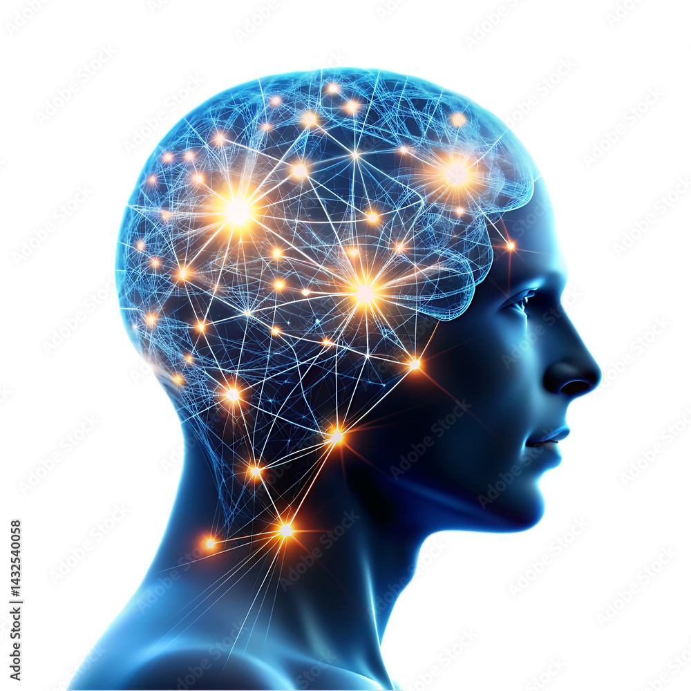 Obraz premium Human Brain: Neural Network, Cognitive Function, Mind Power