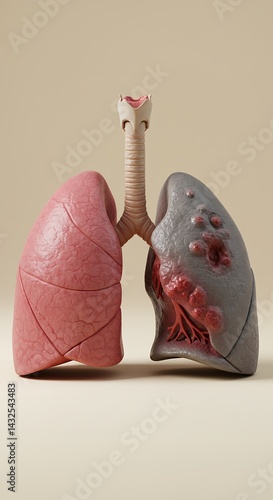 Wallpaper Mural Comparison of healthy lung and smoker’s lung showing effects of smoking on human respiratory system Torontodigital.ca