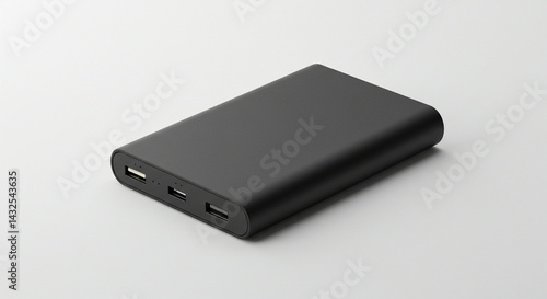Wallpaper Mural A dark gray power bank with multiple usb ports on a white surface in a studio setting close up view Torontodigital.ca