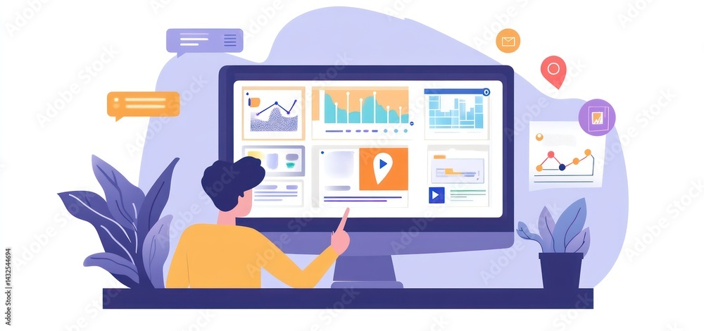 Fototapeta premium Analyzing data visualizations on a big screen