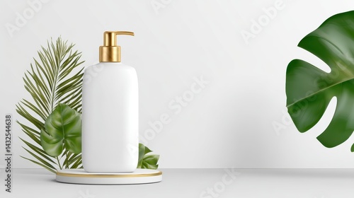 Wallpaper Mural Minimalist product mockup scene with clean white background and floating cosmetic bottle, ideal for branding, design, and marketing presentations, copyspace for text - style simple Torontodigital.ca