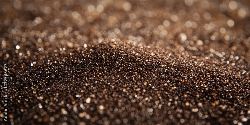 Close-up Macro Photography of Dark Brown Soil Texture with Subtle Sparkle and Uneven Surface, Detailed Ground Grains Close-up Macro Photography of Dark Brown Soil Texture with Subtle Sparkle and Uneven Surface, Detailed Ground Grains